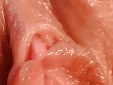 Close up of hot pink wet pussy and clit