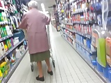 Granny upskirt stocking with suspender