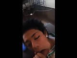 Short haired cutie sucking fat dick