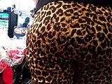 Candid leopard print pawg booty waiting in line