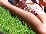 Candid Feet Pantyhose Nylon and Bare in the Park