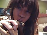 Black milf sucks dildo 4