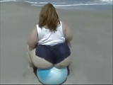 SSBBW bounces on ball and bangs a black guy