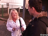 Lad picks up blonde granny and bangs her