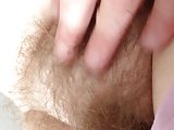 close up of her hairy pussy.