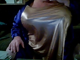 massive gold satin boobs  50ddds