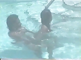 Amateur couple on swimingpool