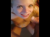 Blonde slut sucks and receives the sperm on her face