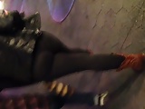 Fat booty Mexican in see thru grey leggings