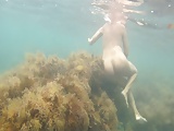 naked woman underwater