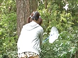 Japanese girls in forest