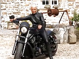 Hot leather granny biker