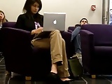 Candid Dangling and Shoeplay at the Library Feet