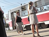 Beautiful Blonde Upskirted On A Bus