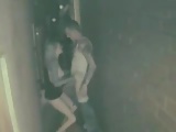 Amateurs fuck in alley outside of club