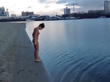 Ukrainian girl Innuska nude on winter beach