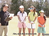 Asian golf bitch gets fucked and cummed on