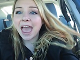 PRETTY BLONDE IN HER CAR