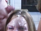 Teen covered in cum