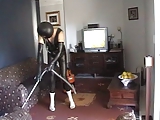Latex maid cleaning