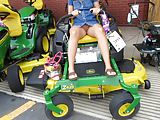 Public Pussy Flashing on Lawn Mower