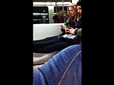 2 young women are not amused to get flashed on the train