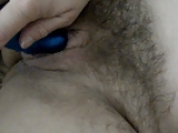 Girlfriend Using Toy on Hairy Pussy 