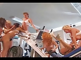 Lesbians Orgy in Gym