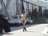 Naked asian girl on street