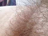 close up of her soft hairy bush.