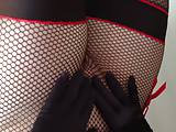 Louise in fishnet and nylon layers - with gloves