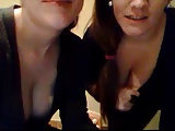 Two girls teasing in webcam