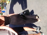 Asian thong in see thru black dress