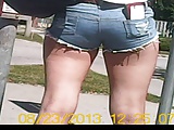 Candid Leggy Asian American Teen at Bus Stop