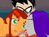Teen Titans girls sharing one cock + Incredibles fisting