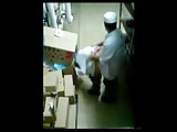 Filming bakkery co-workers through the security cam