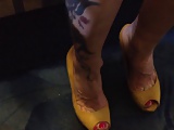 Footjob and cumshot with high heels