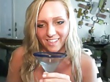 Naughty girl likes to drink her own juice 