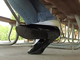 Jasmine black flats shoeplay in socks PREVIEW