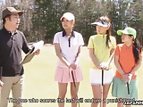 Bimbo golf player has a fat dick to suck on 