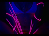 Hot Blonde dances and inserts glow sticks in ass and pussy