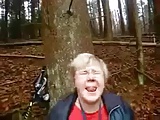 Mature bysty slut masturbating outdoor