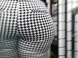 Phat pawg booty wobble in black and white pattern pants