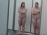 Two chubby friends shower on spycam at public washroom