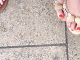 Candid Woman Feet Faceshot