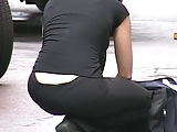 Woman in Candid Pants in Sitting Pose (+slow motion)