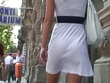 Upskirt And Sheer White Dress