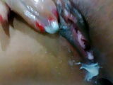 Angel Lee in stockings opens her pussy Surabaya Indonesian 