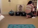 Ass crack showing while cleaning room