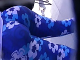 Milf in blue floral suplex - from behind